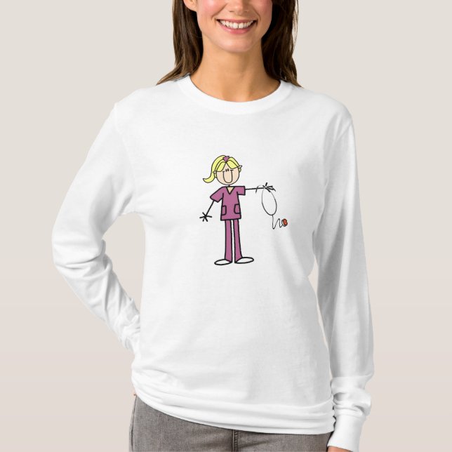 T-shirts Blond Female Stick Figure Nurse (Devant)