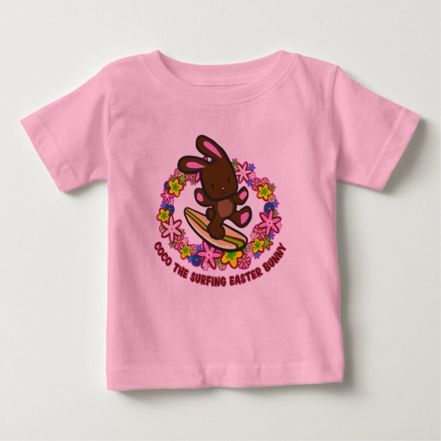 T-Shirts Bunny de Pâques pour le surf au chocolat (Devant)