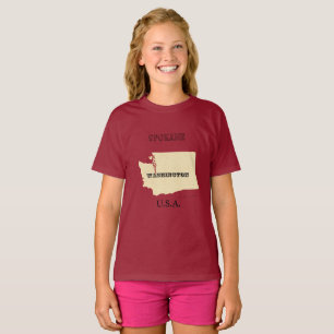 T-shirts - Carte de Washington avec nom de ville