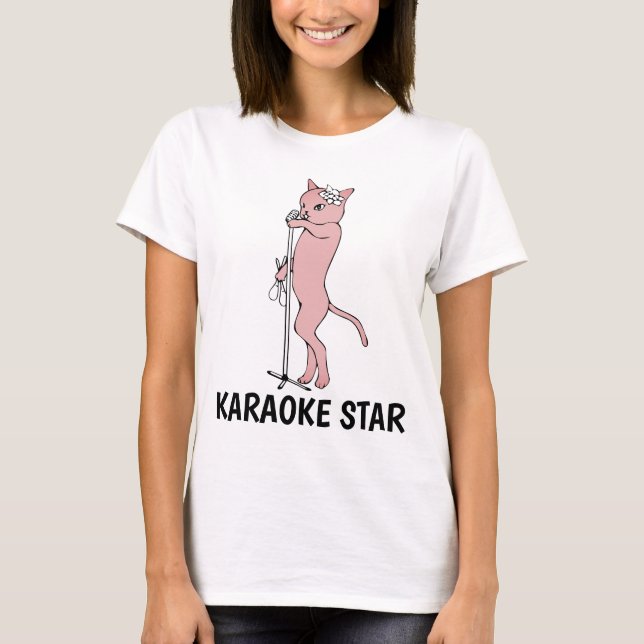 T-shirts CAT KARAOKE STAR (Devant)