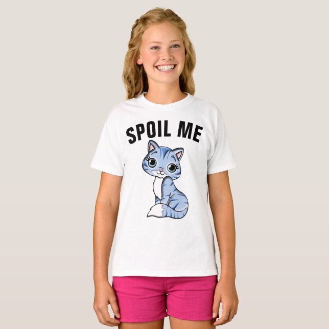 T-shirts CAT pour filles, SPOIL ME (Devant entier)