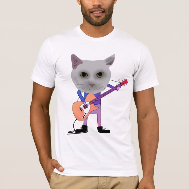 T-shirts CHAT JOUANT DE LA GUITARE ÉLECTRIQUE (Devant)