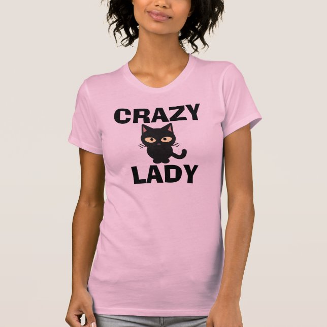 T-shirts CRAZY CAT LADY PINK (Devant)