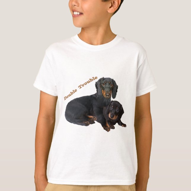 T-shirts Dachshund Double Trouble (Devant)