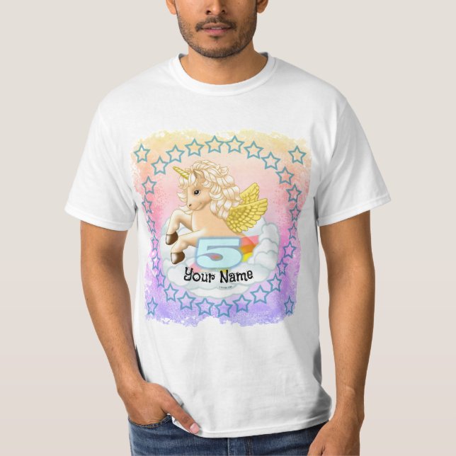 T-shirts d'anniversaire de 5 ans à l'Unicorne (Devant)