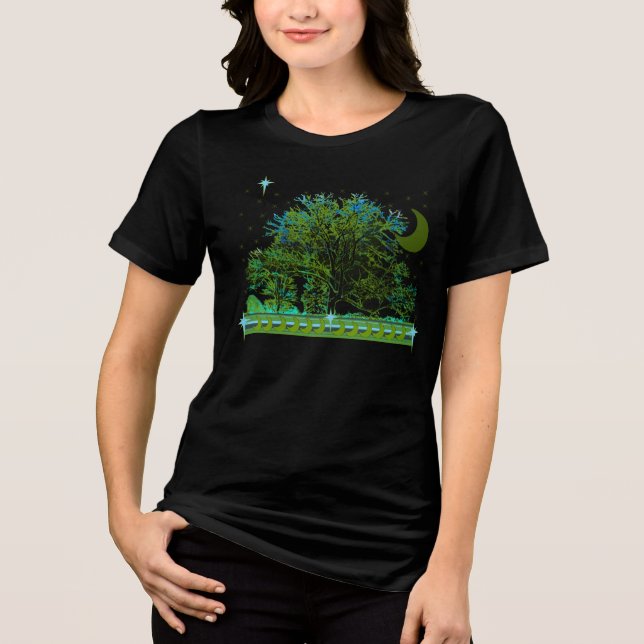 T-shirts d'arbre avec Lune et Étoiles (Recto)