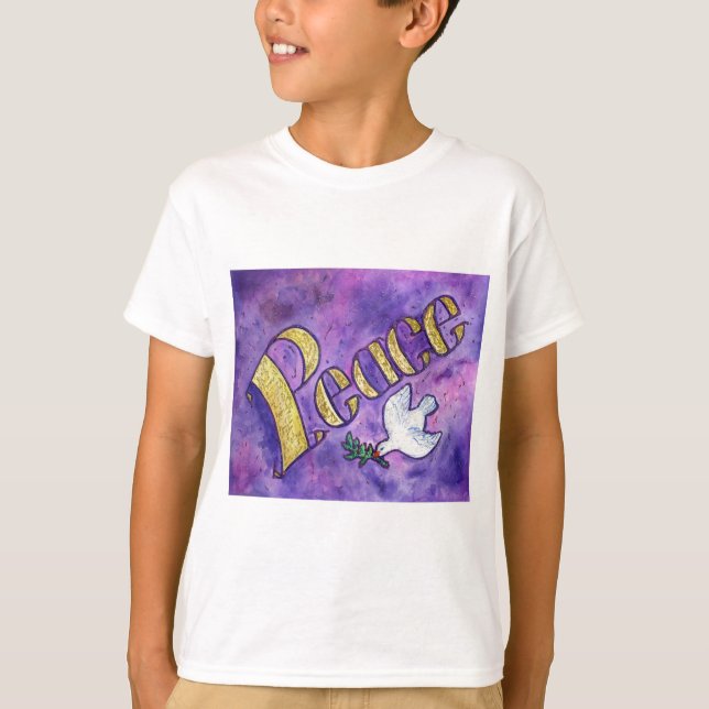 T-shirts d'art Word Inspirational de Peace Dove (Devant)