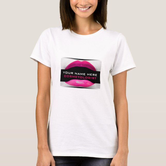T-shirts d'artiste de maquillage rose chaud (Devant)