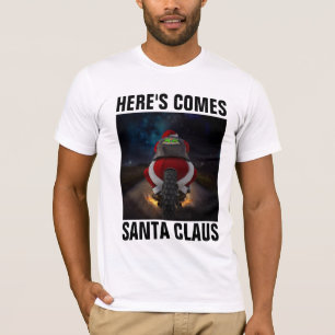 T-SHIRTS DE BIKER CHRISTMAS PÈRE NOËL SUR MOTOCYCL