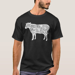 T-shirts de boucher de vache Diagramme des coupes