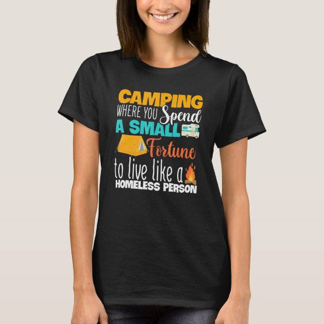 T-shirts de camping où vous dépensez une petite fo (Devant)