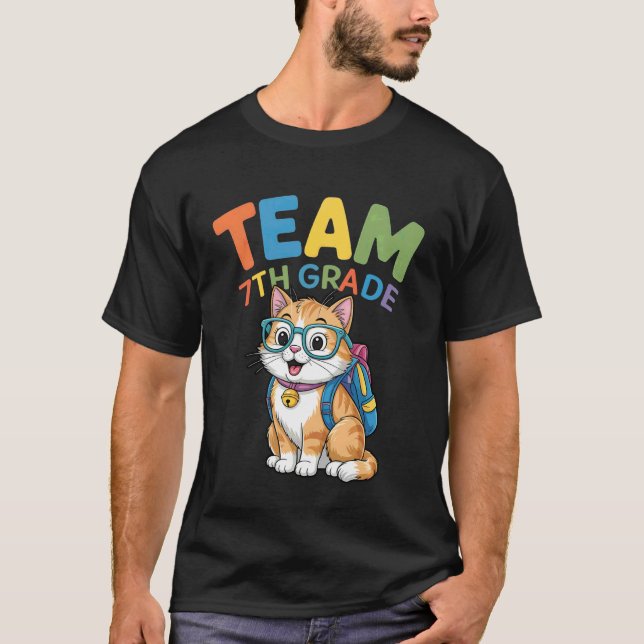 T-shirts de chat Retour à l'école Équipe 7e année  (Devant)