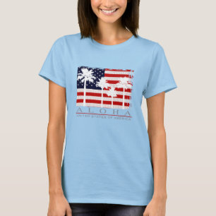 T-shirts de dames des Etats-Unis de drapeau de