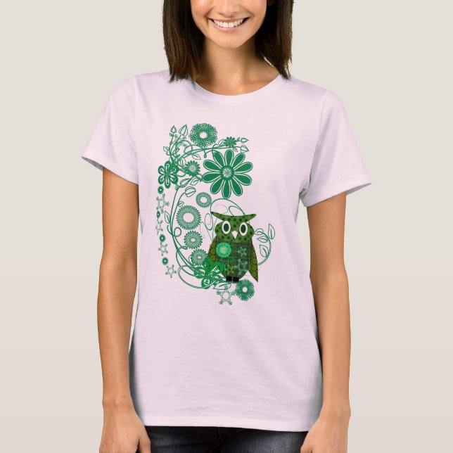 T-shirts de dessins animés mignons : Chouette & Fl (Devant)