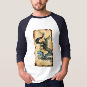 T-shirts de dragon de parchemin ASIATIQUE