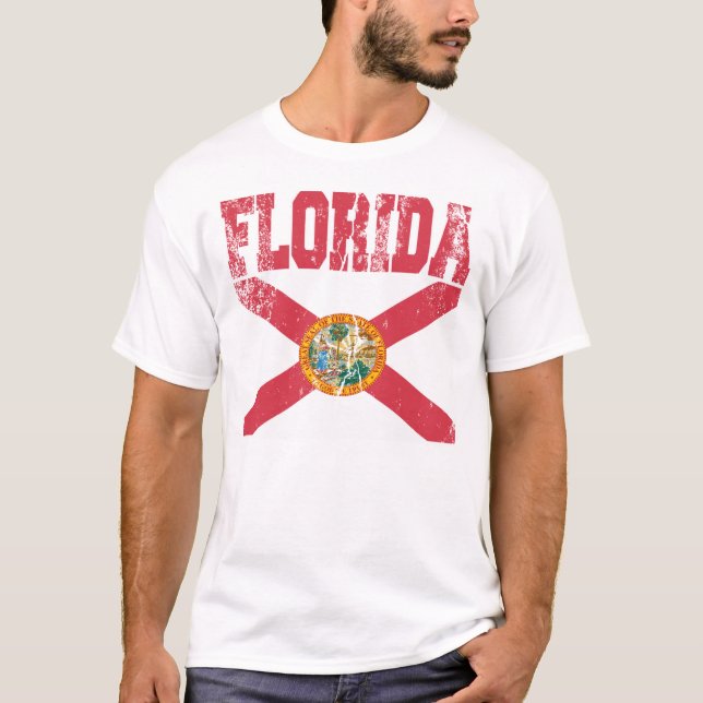 T-shirts de drapeau d'état de la Floride (affligé) (Devant)