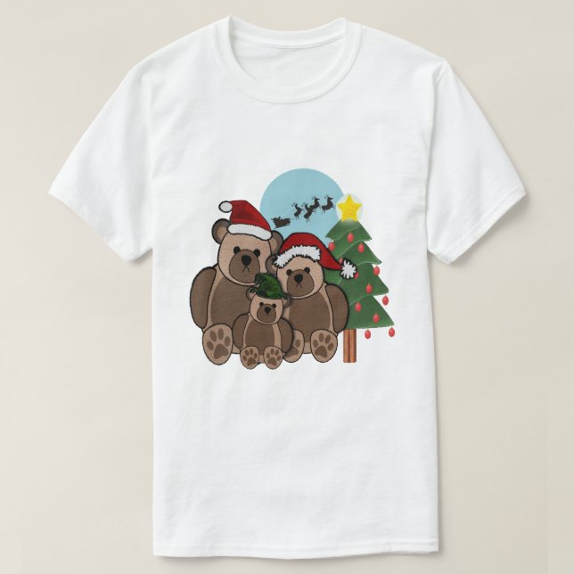 T-shirts de famille d'ours de nounours de Noël (Design devant)