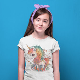 t-shirts de filles d'art à la licorne mignonne