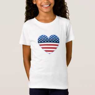 T-shirts de filles de drapeau de coeur des