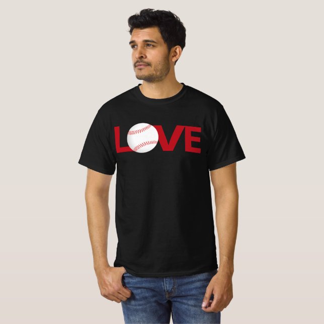 t-shirts de la lettre d'amour du baseball gris rou (Devant entier)