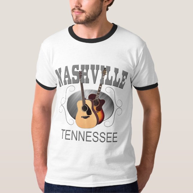 T-shirts de la sonnerie des hommes de guitares de (Devant)
