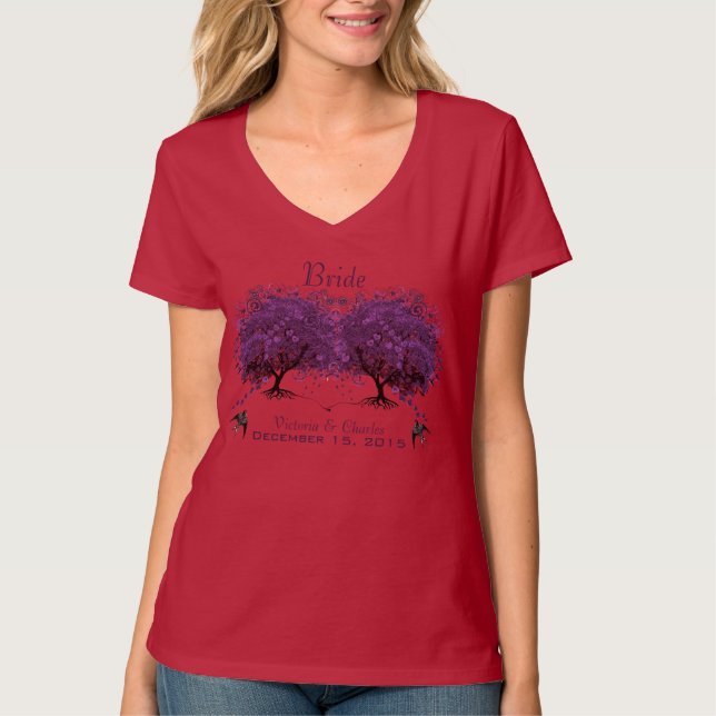 T-Shirts de mariage pour arbre à feuilles de cœur  (Devant)