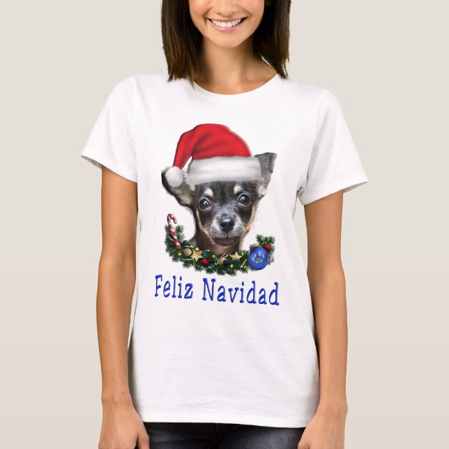 T-shirts de Noël de femmes chiens (Devant)