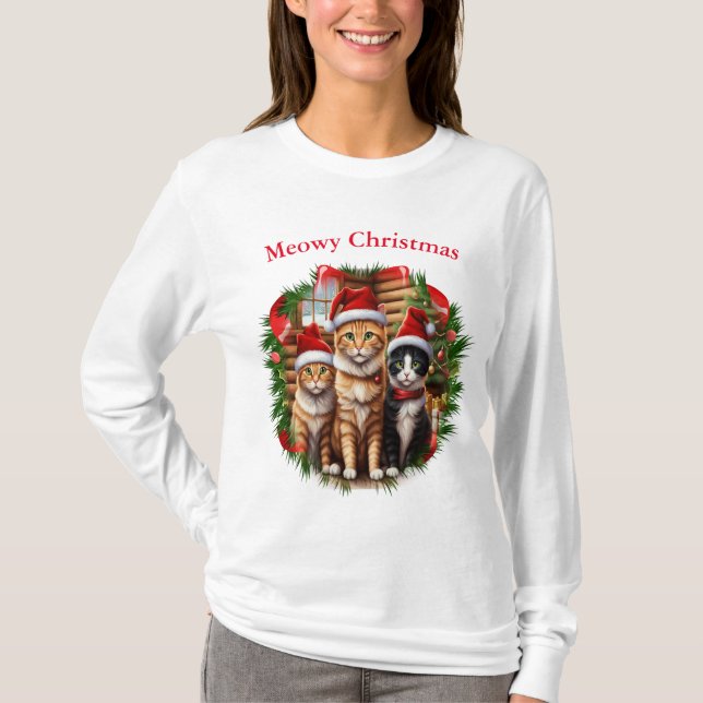 T-shirts de Noël des chats (Devant)