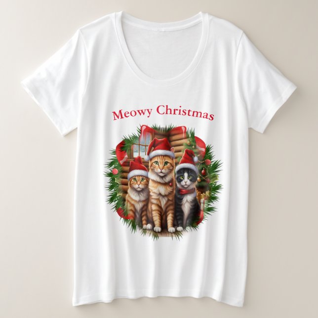 T-shirts de Noël des chats (Design devant)