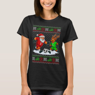 T-shirts de Noël laids de rennes jouant au footbal