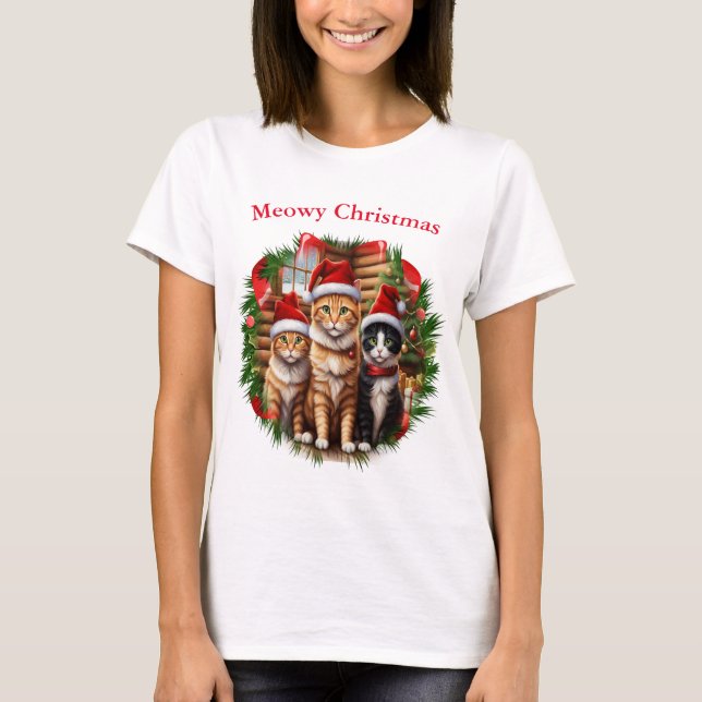 T-shirts de Noël pour chats (Devant)