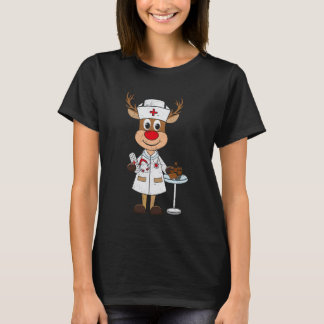 T-shirts de Noël pour infirmières au renne Scrub T