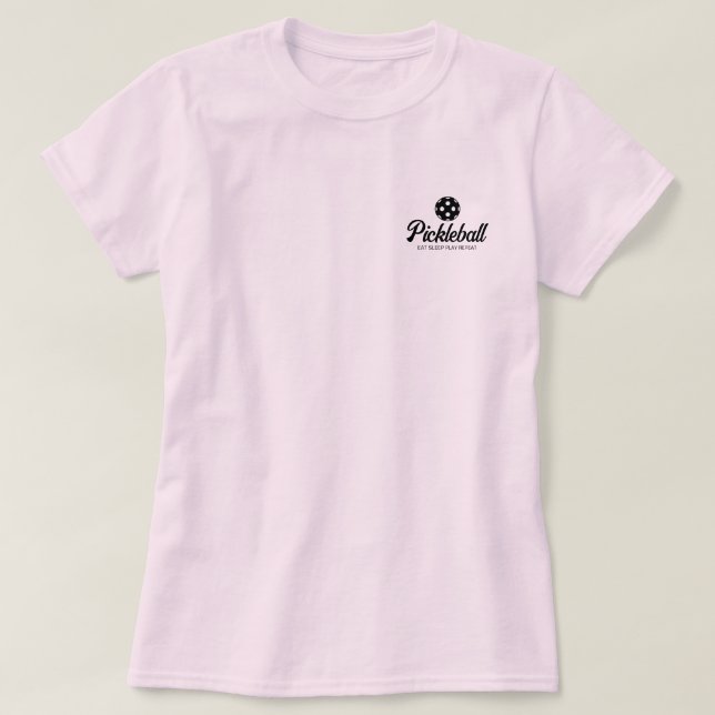 T-shirts de pickleball rose pour dames double équi (Design devant)