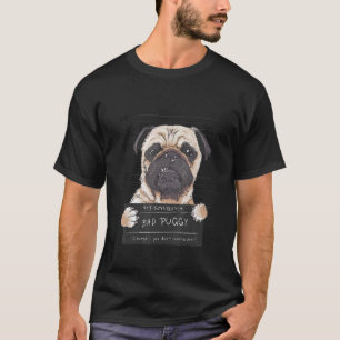 T-shirts de prisonnier de chien Pug en colère