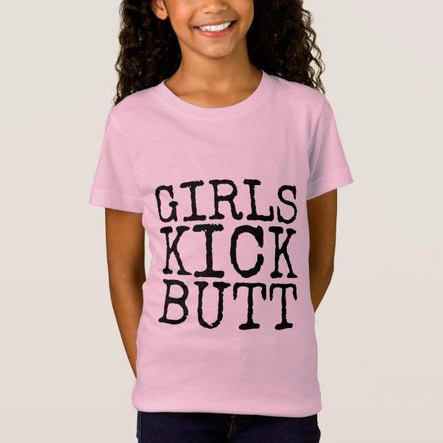 T-shirts de puissance pour filles filles KICK BUTT (Devant)