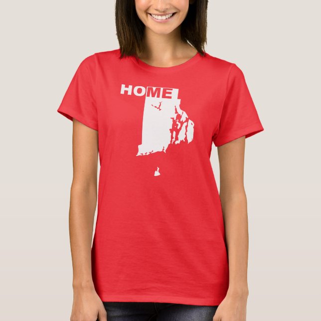 T-shirts de Rhode Island, la maison loin de l'État (Devant)