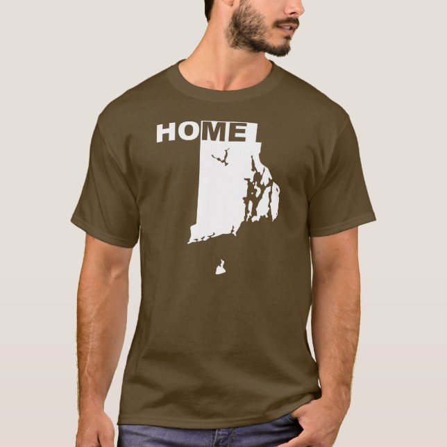 T-shirts de Rhode Island, la maison loin de l'État (Devant)