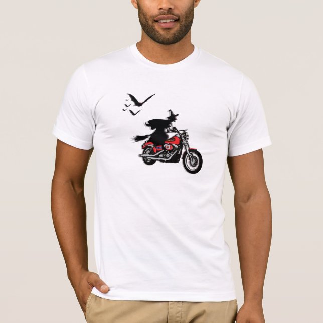 T-shirts de sorcière d'équitation de moto (Devant)