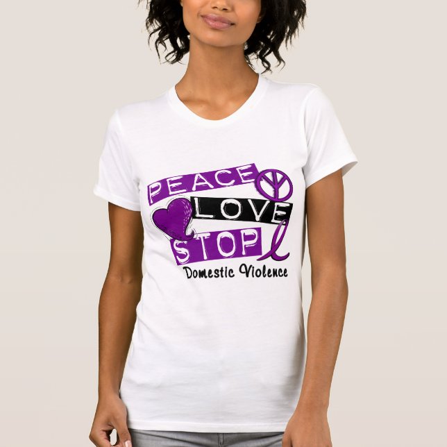 T-shirts de violence familiale d'ARRÊT d'AMOUR de (Devant)