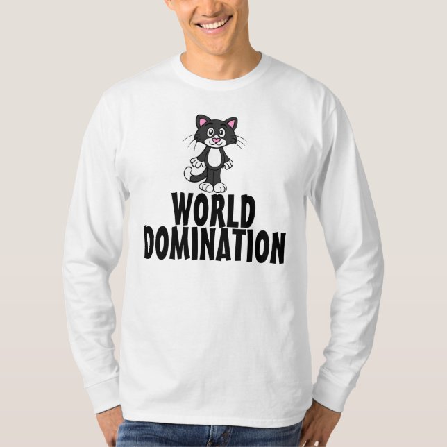 T-shirts drôle de chat, domination du monde (Devant)