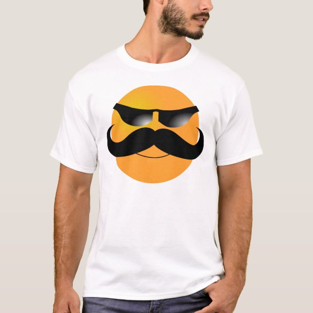 T-shirts drôle de moustache, visage de sourire (Devant)