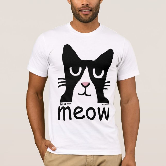 T-shirts drôles de chat, panda Kitty, MEOW (Devant)