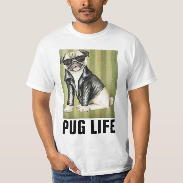 T-shirts drôles de chien, VIE DE PUG (Devant)