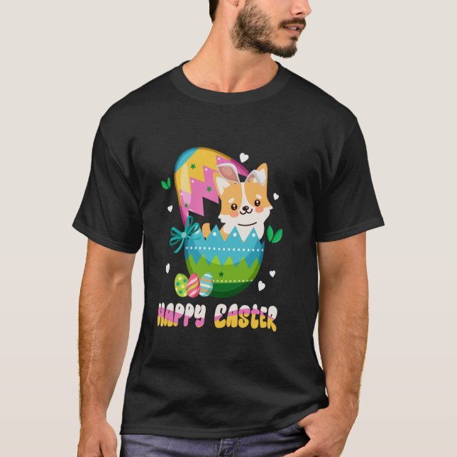 T-shirts drôles de Pâques avec oreilles de lapin e (Devant)