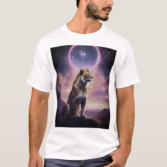 T-shirts en verre de Lion géométrique (Devant)