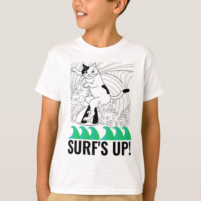 T-Shirts Enfants Chat PLANCHE DE SURF (Devant)