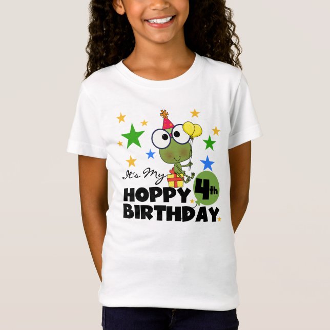 T-shirts et cadeaux 4th Birthday Frog Hoppy (Devant)