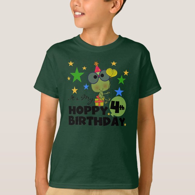T-shirts et cadeaux 4th Birthday Frog Hoppy (Devant)
