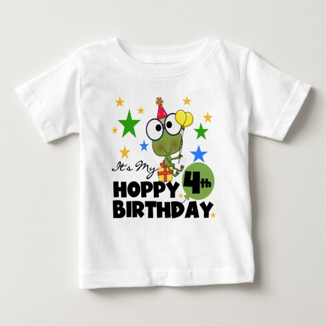 T-shirts et cadeaux 4th Birthday Frog Hoppy (Devant)
