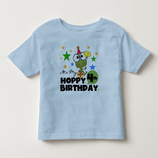 T-shirts et cadeaux 4th Birthday Frog Hoppy (Devant)